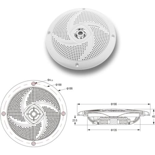 Round Flush Audio Amplifier Speaker For Universal Boat Automobile White
