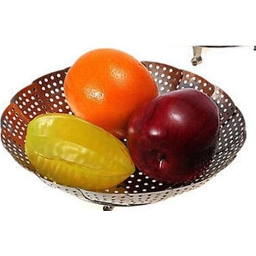 Cookware Stainless Steaming Food Basket Mesh Stainless Steamer Folding Food Fruit Vegetable Dish Steamer