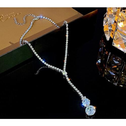 Hot Sale Shiny Necklace For Women Pendant Fashion Long French Romantic Style Clavicle Chain Bohemian Simple Tassel Beach Jewelry