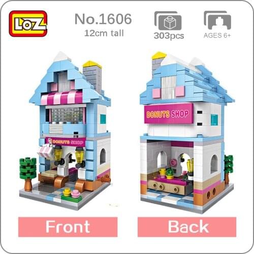 LOZ 1606 City Street Sweet Food Dessert Shop Store Architecture 3D Model DIY Mini Blocks Bricks Building Toy for Children no Box