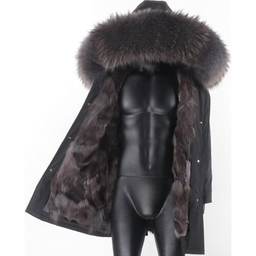 2021 long winter jacket Men outwear thick parkas raccoon natural real fur collar coat hooded real warm fox fur liner