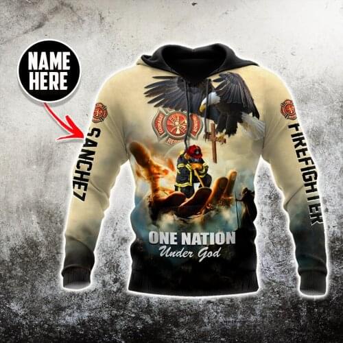 Customize Name Firefighter Jesus 3D All Over Printed Men Hoodie Unisex Casual Jacket Pullover Streetwear sudadera hombre DW0432