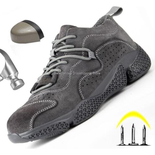 Summer welder shoes men breathable steel toe destructible work shoes for men industrial protective footwear ankle boots security