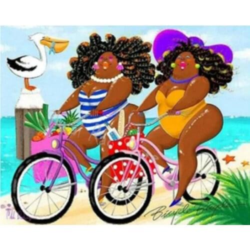 Chubby Girl Bike DIY Figure Painting By Numbers Wall Art Picture Acrylic Painting For Home Decoration Drop Shipping 60x75cm