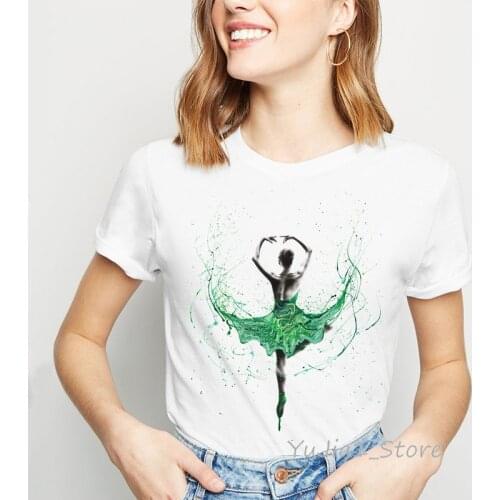 New arrival 2019 Emerald City Dancer Art Print T-Shirt women plus size Ballet Girl Casual Tops Hipster Cool vogue t shirt femme