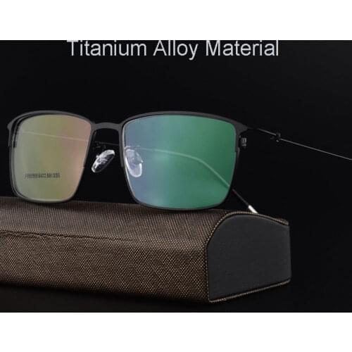 Alloy Frame Glasses Ultra-Light Full Rim Spectacles Men Business Style Rectangular Eyewear with Spring Hinges