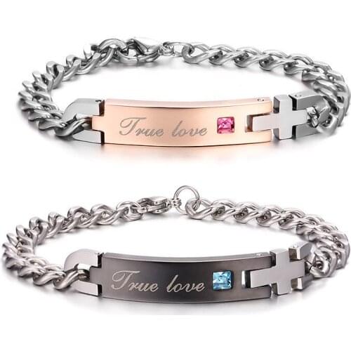Couple Bracelets for Women Men Stainless Steel Perfect Lover Gift for Valentines Day Fashion Jewelry