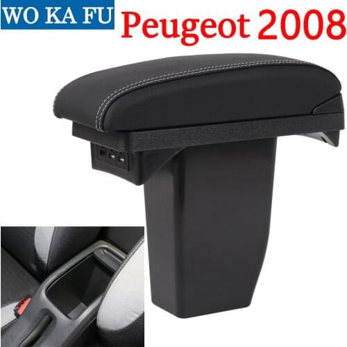 For Peugeot 2008 armrest box universal car center console caja modification accessories double raised with USB No assembly