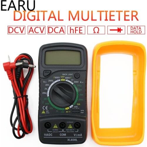 Portable Digital Multimeter Backlight AC/DC Ammeter Voltmeter Ohm Tester Meter XL830L Handheld LCD Multimetro Voltage Current