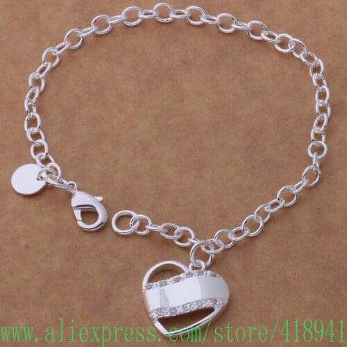 Silver Plated bracelet, Silver Plated fashion jewelry Heart brand shrimp buckle /edcamuja beeajvla AH183