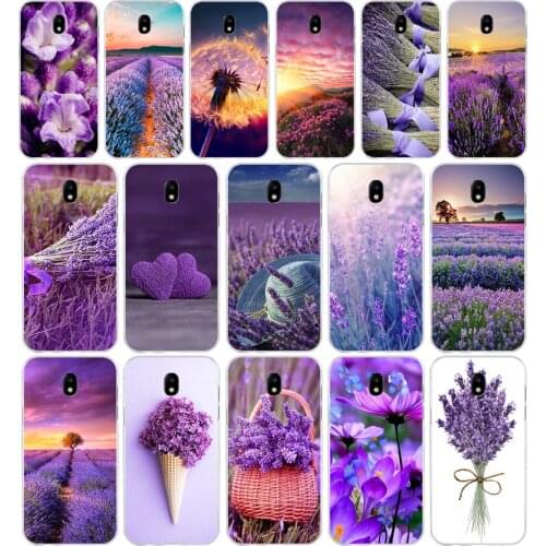 349FG Simple lavender Purple flowers Soft Silicone Tpu Cover phone Case for Samsung j3 j5 j7 2016 2017 j330 j2 j6 Plus 2018