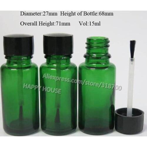 360pcs/lot 15ml Empty Green Nail polish Bottle,15cc Glass Nail Polish Container, Cosmetic Packaging