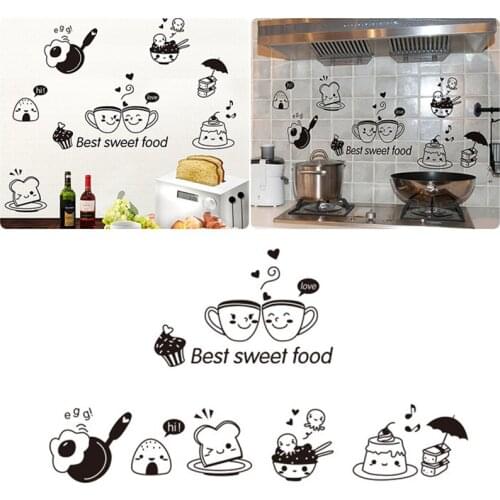 Removable Wall Stickers Room Wall Decoration Restaurant Kitchen Happy Western Fridge Coffee Stickers Home Decoration Amicable