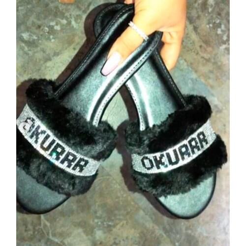 Fashion Women Slippers Furry Fox Fur Slides Home Color Fur Flip Flops Fluffy Plush House Shoes Female Cute Mujer Zapatos