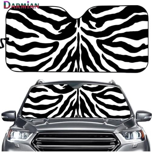 DARMIAN Fashion Animal Zebra Prints Car Windshield Sun Shade Durable UV Protect Foldable Front Window Sunshade Auto Accessories