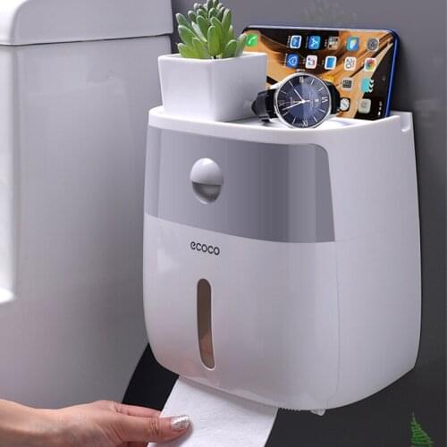 Waterproof Toilet Paper Holder Plastic Wall Mounted For Toilet Paper Towel Bathroom Shelf Storage Box Tray Toilet Roll Holder