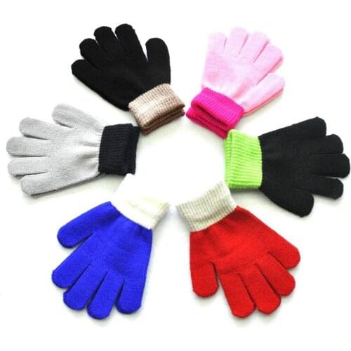 Knitted Baby Mittens Children Kids Magic Winter Gloves Colorblock Full Finger Warm Knitted Contrast Gloves Варежки Детские