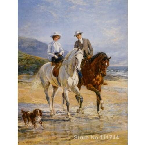 Couple Meeting By The Stile Heywood Hardy Oil painting horse art Handmade High quality