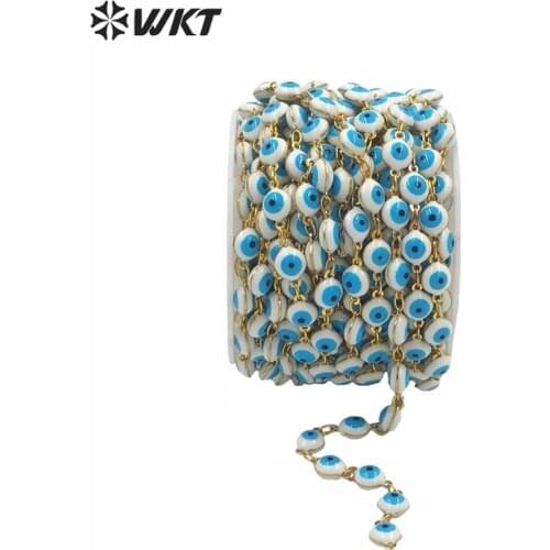 WT-RBC182 Super hot sales hand make drop oil evil eye chain for jewelry design 4mm round gold jewelry findings drop oil chain