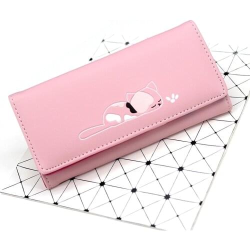 BOTUSI Sleeping Cat Women Wallet Fashion Designer Women Purse Best Phone Wallet Female Case Phone Pocket Money Bag Card Holders