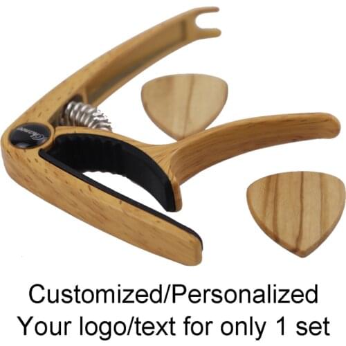 1pc Personalized Guiar Capo And Wooden Picks Set Engraved Text Pics Customized Gift Women For Lover Dad Guitar Parts Accessories