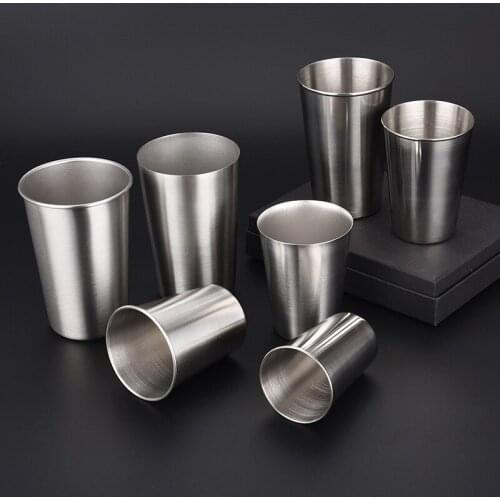 1PC Simple Style Metal Stainless Steel Beer Coffee Cold Water Mouthwash Toothbrush Barber Shop Cup Mugs 5 Size
