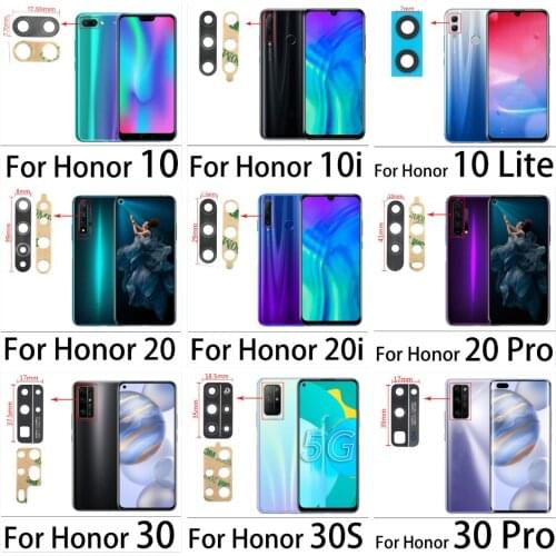100PCS For Huawei Honor 10 10i 20 20S 20i 30 Lite Pro 30S V30 Y9 Prime 2019 Glass Camera Lens with Tape Replacement