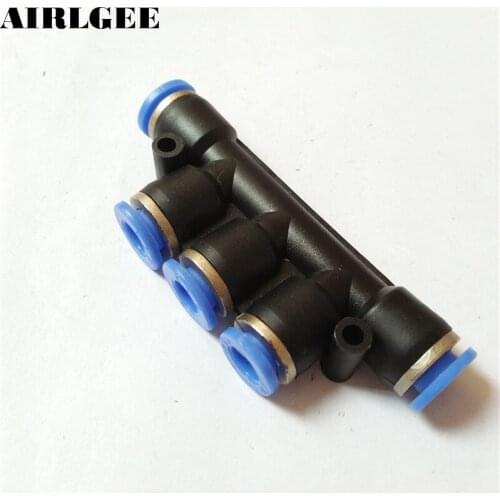 2 Pcs 5 Ways Plastic Quick Coupler Fitting Black for 6mm OD Tube