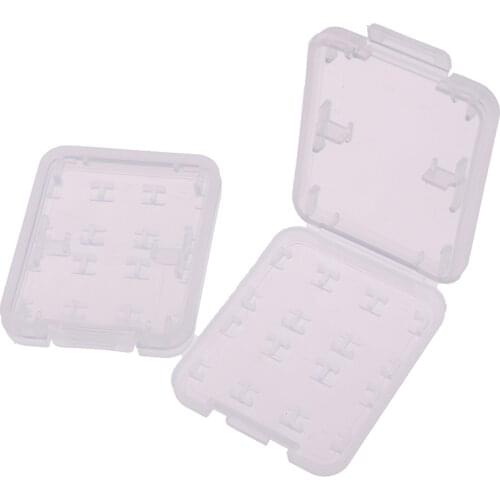 2Pcs 8 in 1 Transparent Hard Micro SD SDHC TF MS Memory Card Storage Box Protector Holder Hard Case Memory Card Storage Box