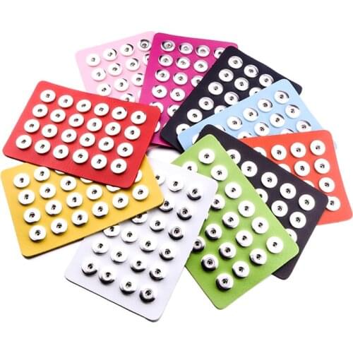 24 PCS Jewelry Display Holder Snap Button Jewelry 12mm 18mm Snap Button Display 10 Colors Black Leather Snap Display