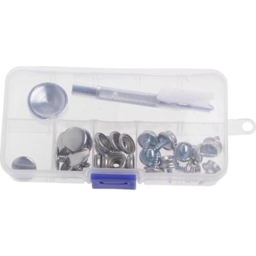 32 Pcs Stainless Steel Boat Marine Canvas Fabric Snap Cover Button Socket Kit