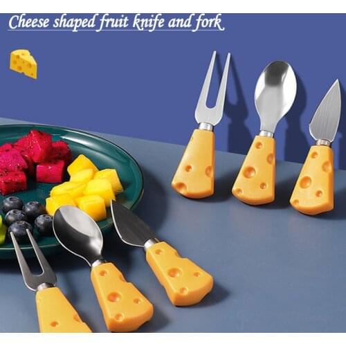 4PCS 420 Stainless Steel Baby Spoon Children Cartoon Tableware Set Dessert Fruit Knife Cake Fork Kitchen Accessories Cute Gift