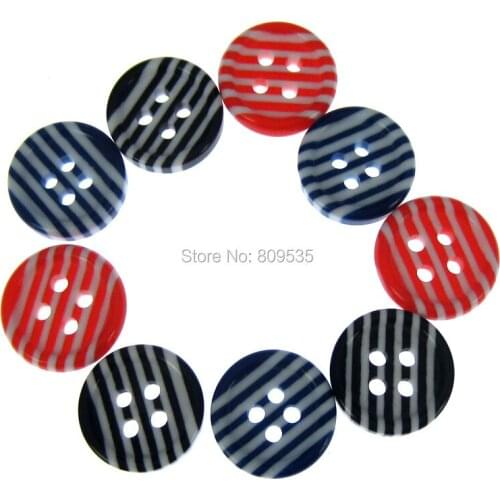 40pcs 1/2" Round Stripe Buttons Resin Buttons 4-holes For Scrapbooking Crafts Sewing Accessories