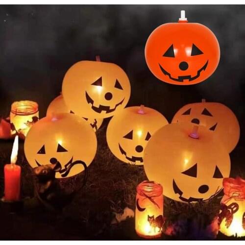5Pcs 12inch Halloween Pumpkin Balloons with/without Light Inflatable Toy For Kids Gifts Halloween Decor Festival Party Supplies