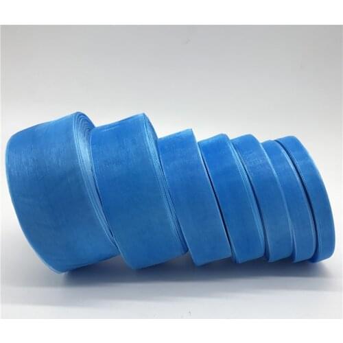 50yards 10mm-50mm Sky blue Organza Ribbon Gift Wrapping Bow Wedding Decoration DIY Christmas Ribbons