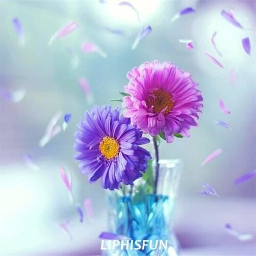 LIPHISFUN Diamond Painting Embroidery Full Drill Home Decor Square/round Cross Stitch DIY PINK Purple Daisy Flower