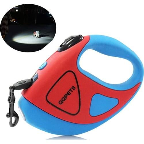 Dog Leash Automatic Retractable Fiber Leash Night Safety LED Shining Automatic Stretching Dog Hand Holding Rope Pet Supplies