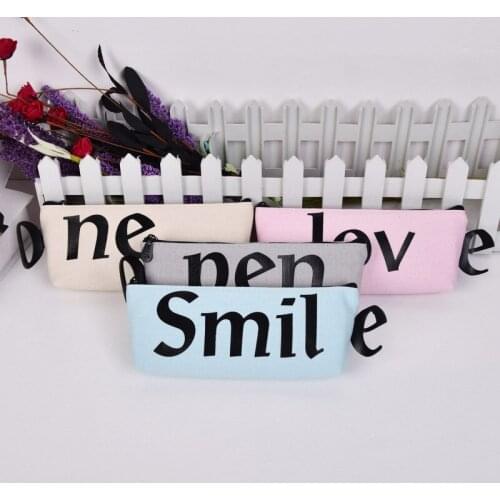 Pencil Case Kawaii Cute School Office Supplies Stationery Love Smile Pencil Bag Creative Large Capacity Children Gift Pencil Bag