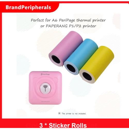 Color Sticker Paper Roll Direct Thermal Printer Paper with Self-adhesive 57*30mm for PeriPage A6/A8 for PAPERANG P1/P2 Printer