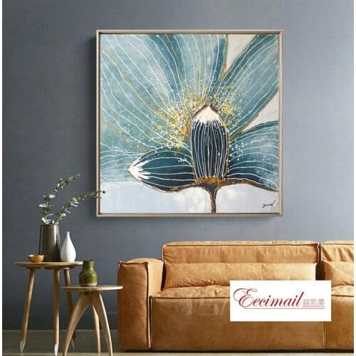 EECAMAIL Diamond Embroidered Small Painting Simple New Blue Elegant Flower Diamond Painting Restaurant Diamond Painting Full