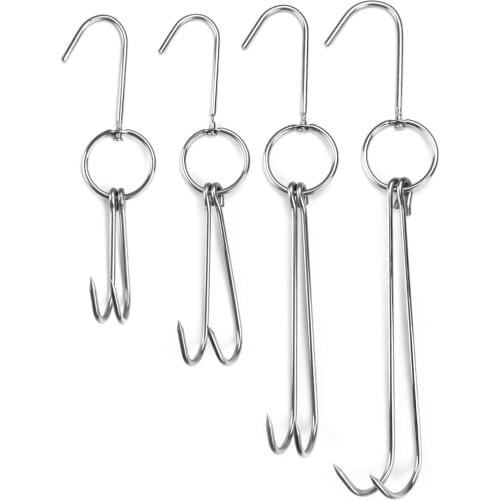 Stainless Steel Beef Meat Clasps Duck Goose Turkey Hooks Roast Duck Bacon Hook BBQ Storage Hanger Bread Hook
