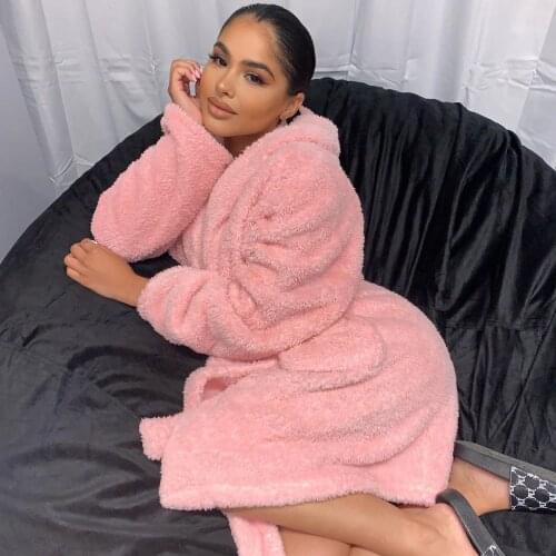 Women Bathrobe Nightgown Thick Warm Robe Winter Unisex Unicorn Plush Pajamas Pink Cute Adults Animal Flannel Bath Robe Sleepwea
