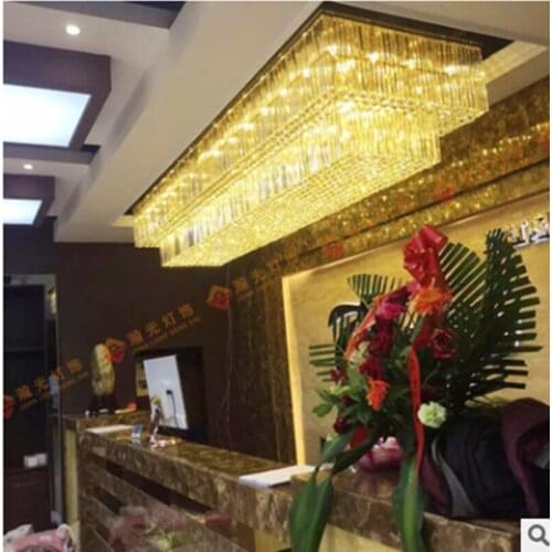 CRYSTAL CHANDELIER 140CM SQUARE CHROME FIXTURES CHANDELIER LIGHTING FIXTURES LED HOTEL LIGHTING HOME LIGHTING