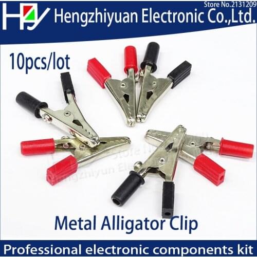 IMC Hot 10pcs/lot 50mm Plastic Handle Test Probe Metal Alligator Clips long and short Alligator Clips 5 Red+5 black Power clip