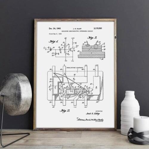 Integrated Circuit, Chip Blueprint, Chip Poster,Circuit Board Patent,Electronic Circuit wall Decorations
