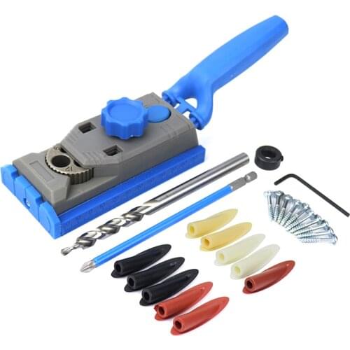 Pocket Hole Jig Kit, Woodworking Inclined Hole Jig with Accessories for Woodworking Angle Drilling Holes, Carpentry Locator Jig