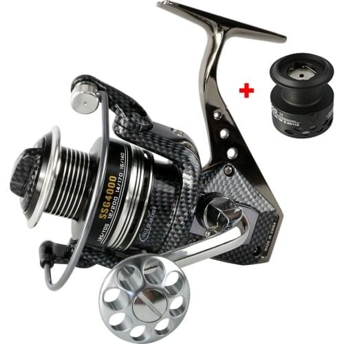 Carp Spinning Fishing Reels Rear Drag Metal Handle and Spool fishing wheel 12+1BB Stainless steel Shaft +1 Spare Plastic Spool