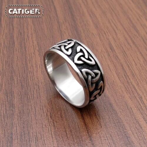 Free Shipping Punk 316L Stainless Steel Celtics Knot Ring Men Nordic Trinity Wedding Religion Myth Rings Jewelry