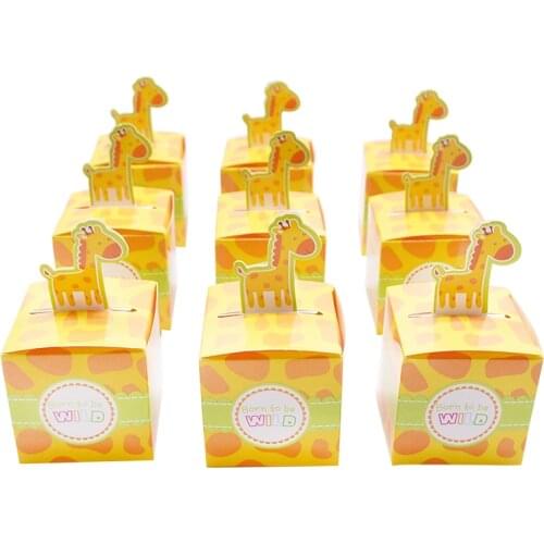 10/20pcs 5cm Cute Animal Monkey Tiger Elephant Giraffe Candy Box Theme Animal Favor Box Kids Birthday Party Decoration Gift Box