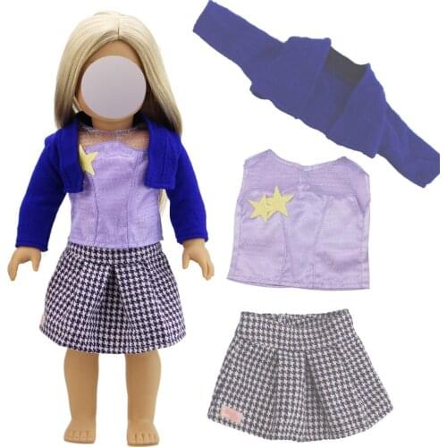 Fashion Purple Outfit Party Daily Skirt Princess Gown Dress Lovely Clothes for 18" Puppet Doll Toy DIY Dollhouse Accessories